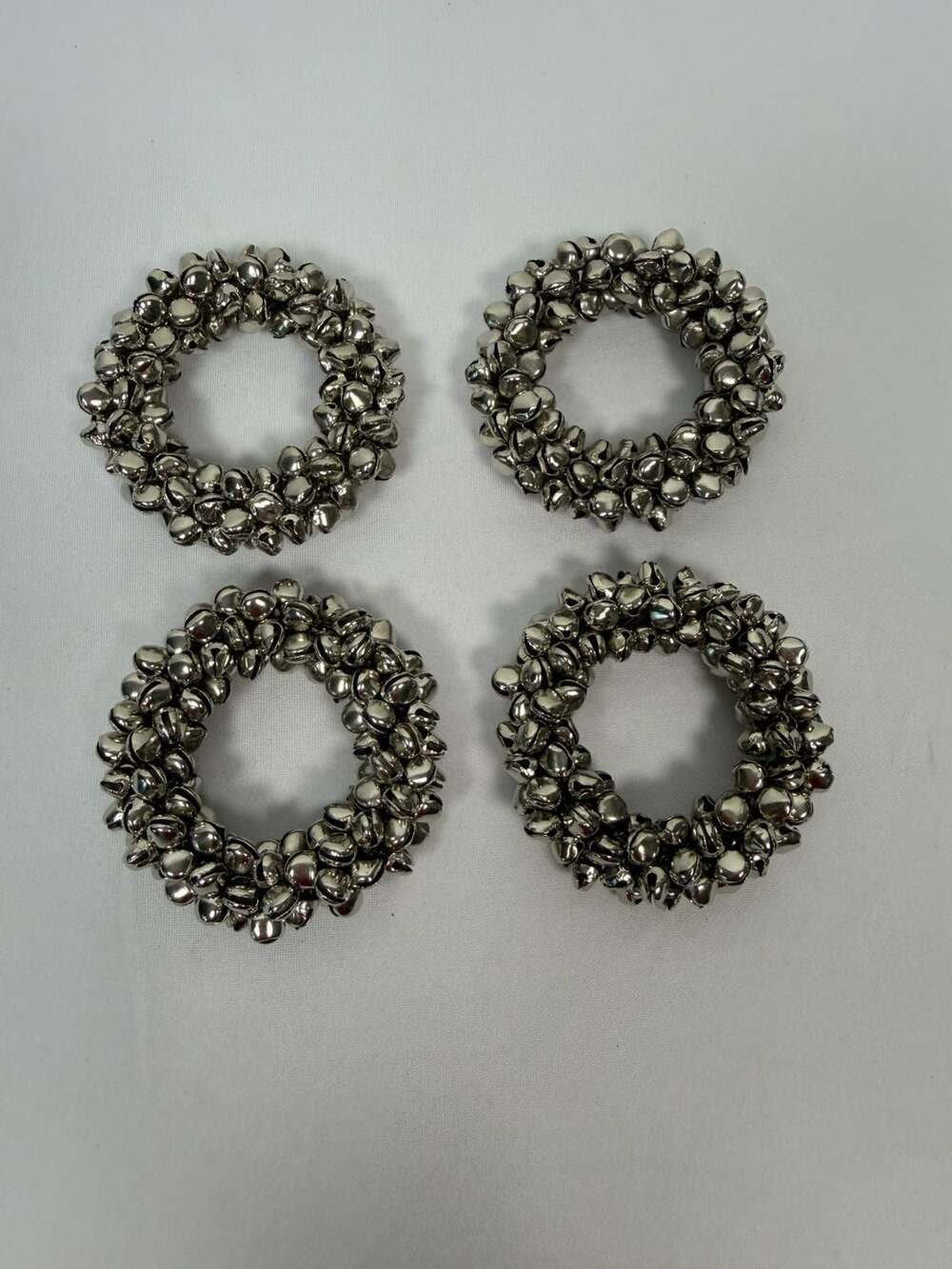 Saro Lifestyle Petite Bell Napkin Holder Rings Set of 4 Silver